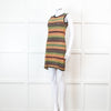 Missoni Green And Orange Knit Cut Away Mini Dress