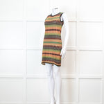 Missoni Green And Orange Knit Cut Away Mini Dress