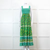 Spell Green Floral And Check Maxi Tiered Dress