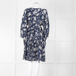 Weekend Max Mara Blue White Black Flower Print Sleeved Dress