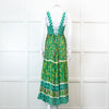 Spell Green Floral And Check Maxi Tiered Dress