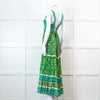 Spell Green Floral And Check Maxi Tiered Dress