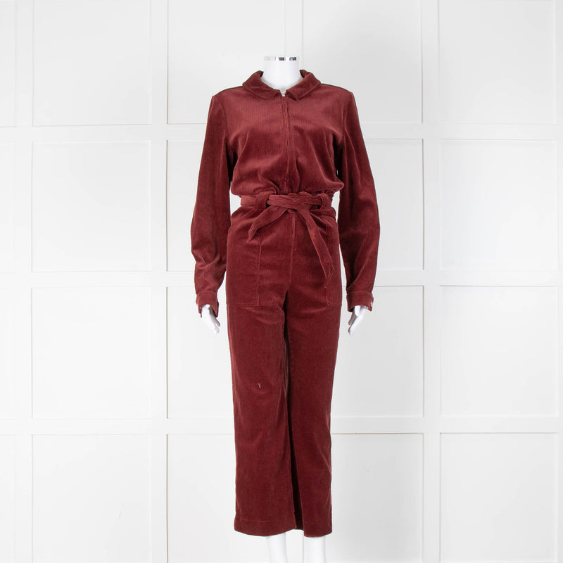 Sezane Burgundy Corduroy Boiler Suit