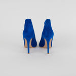 Gianvito Rossi Blue Suede Peep Toe Heeled Booties