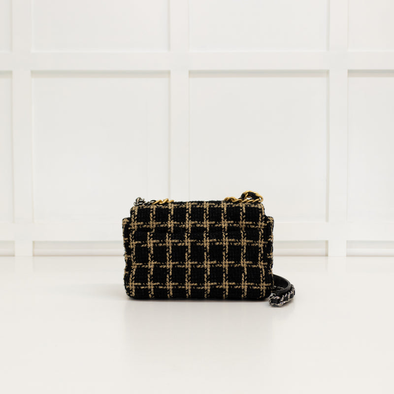 Chanel Black Quilted Tweed Medium 19 Flap Bag