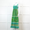 Spell Green Floral And Check Maxi Tiered Dress