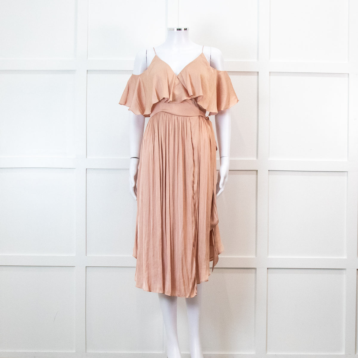 Country Road Peach Frilled Wrap Dress