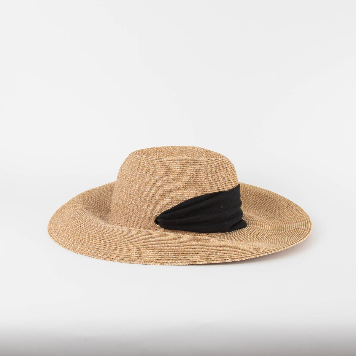 Eugenia Kim Tan Cassidy Hemp Sunhat With Black Tie
