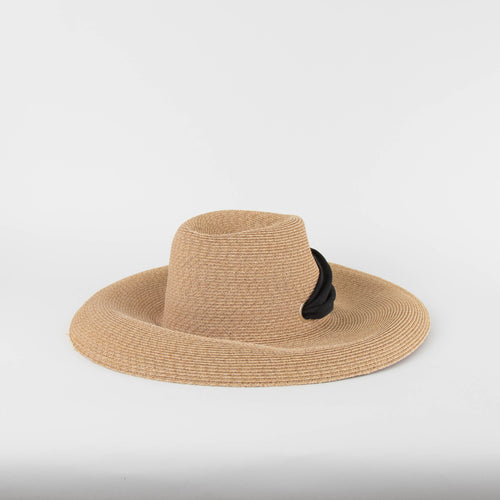 Eugenia Kim Tan Cassidy Hemp Sunhat With Black Tie