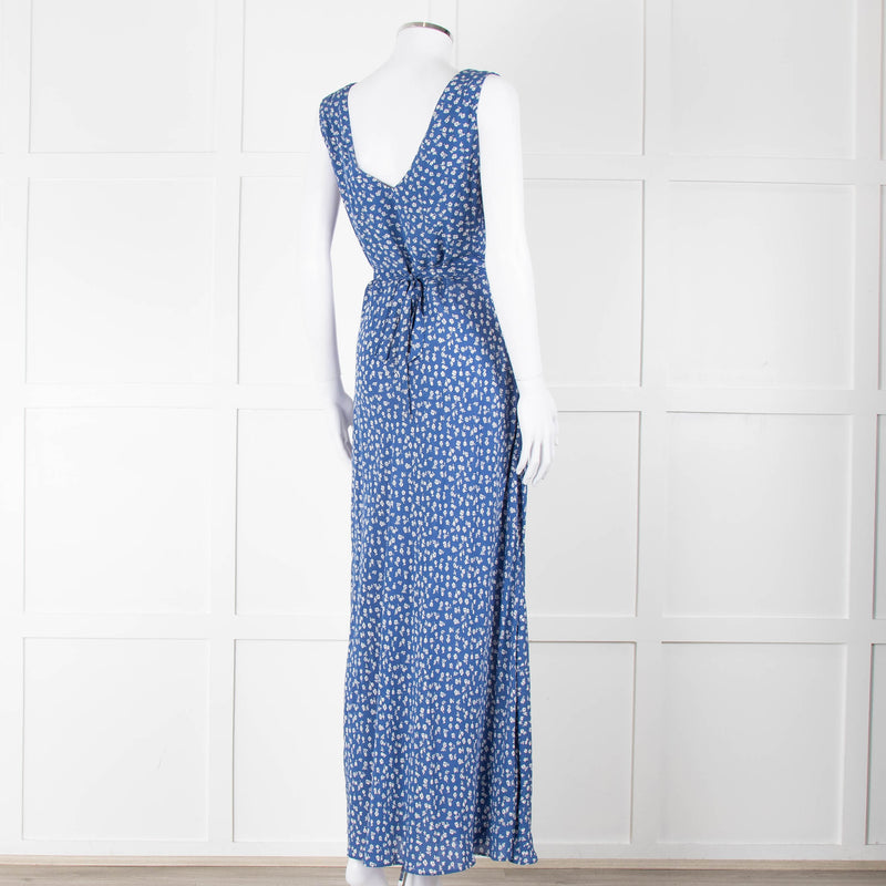 Polo Ralph Lauren Blue White Floral Sleeveless Maxi Dress