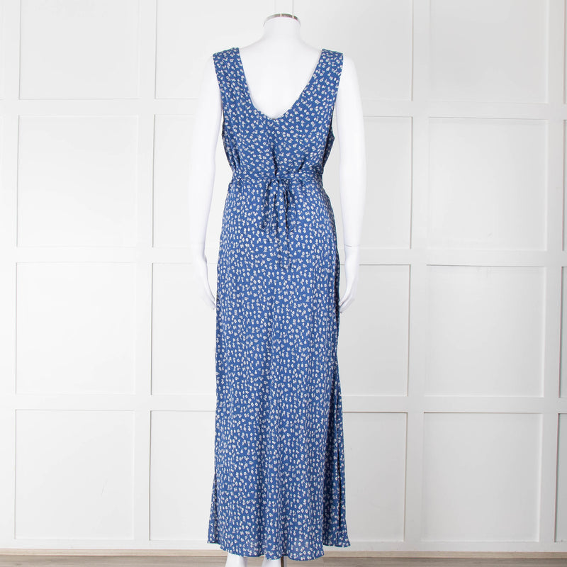Polo Ralph Lauren Blue White Floral Sleeveless Maxi Dress