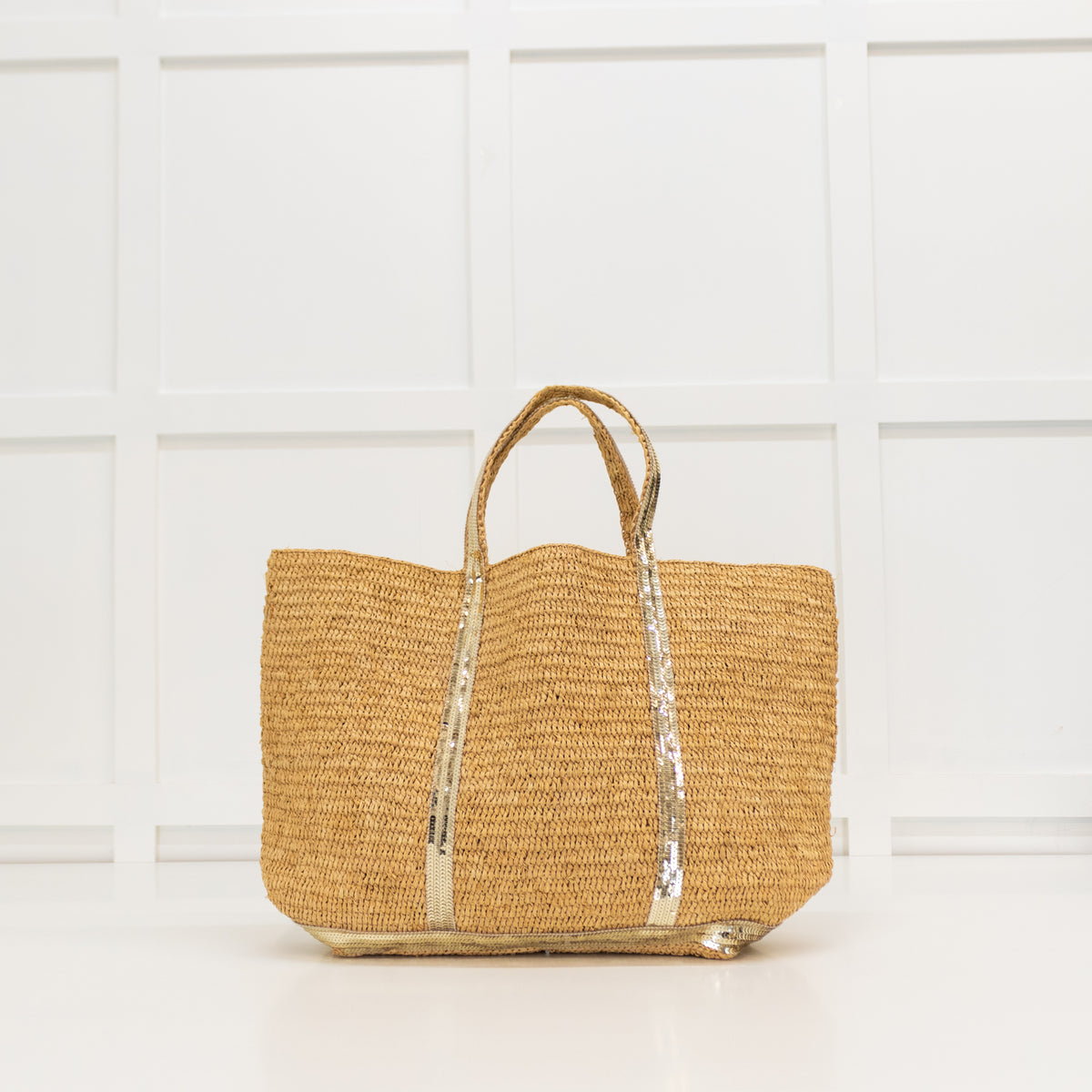 Vanessa Bruno Le Cabas Straw Tote Bag With Gold Sequins