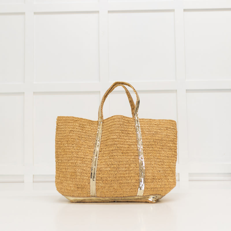 Vanessa Bruno Le Cabas Straw Tote Bag With Gold Sequins