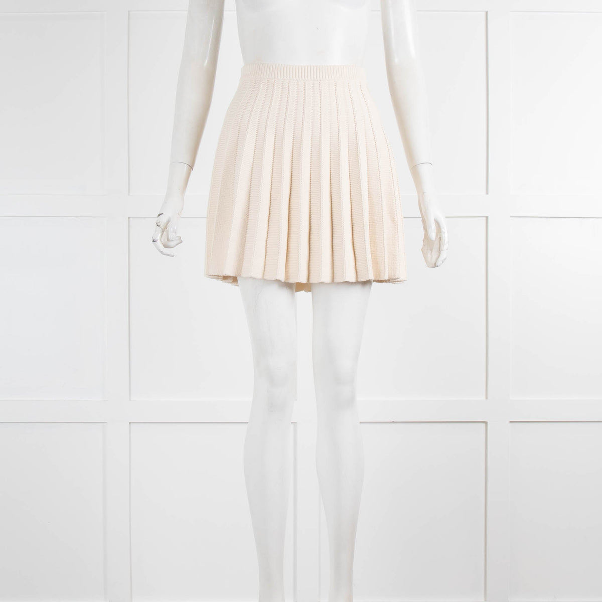 Reformation Cream Mattia Cotton Knit Mini Skirt
