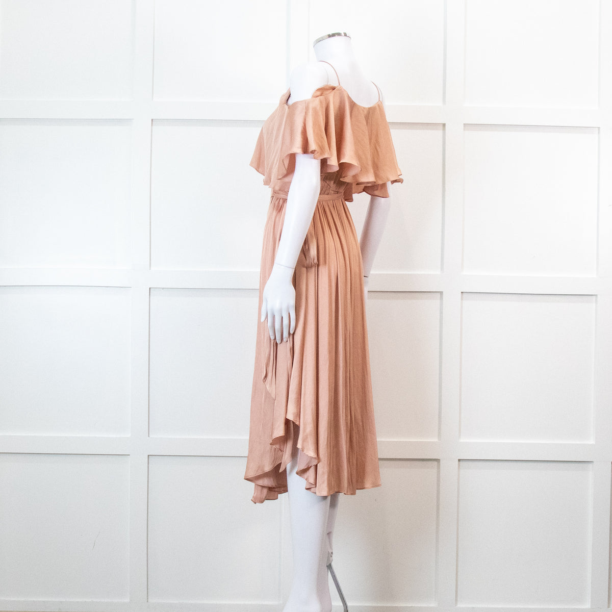 Country Road Peach Frilled Wrap Dress