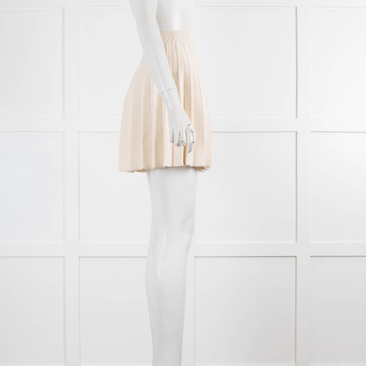 Reformation Cream Mattia Cotton Knit Mini Skirt