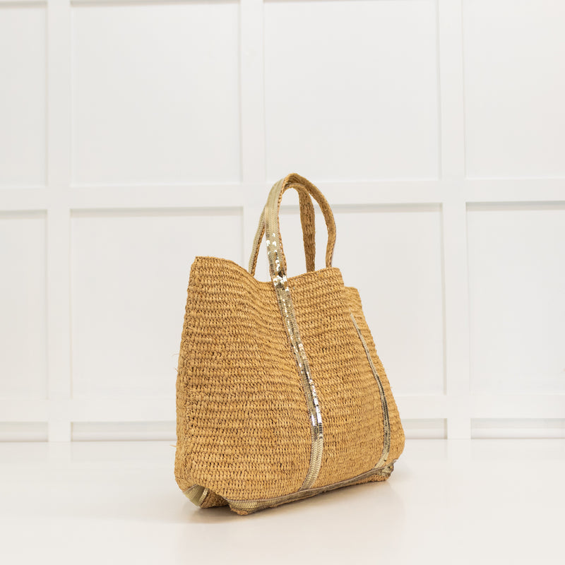 Vanessa Bruno Le Cabas Straw Tote Bag With Gold Sequins