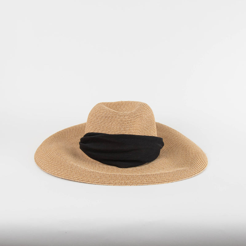 Eugenia Kim Tan Cassidy Hemp Sunhat With Black Tie