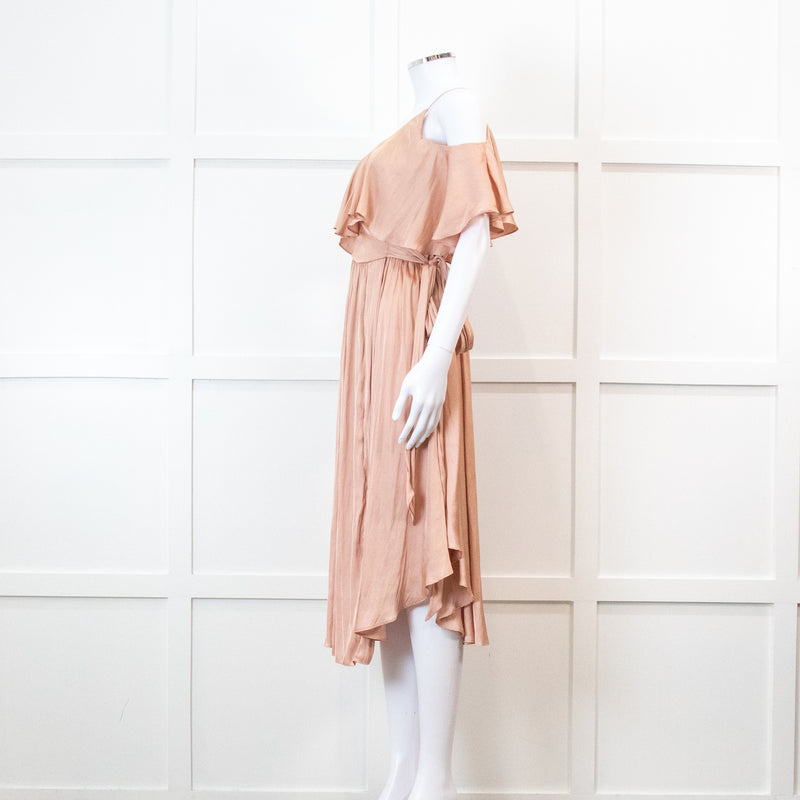 Country Road Peach Frilled Wrap Dress