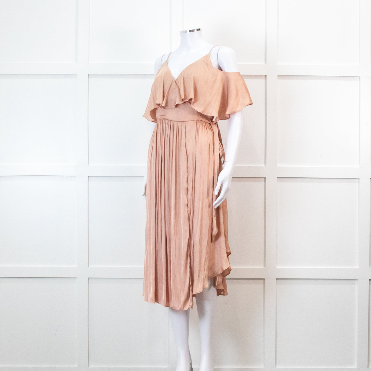 Country Road Peach Frilled Wrap Dress