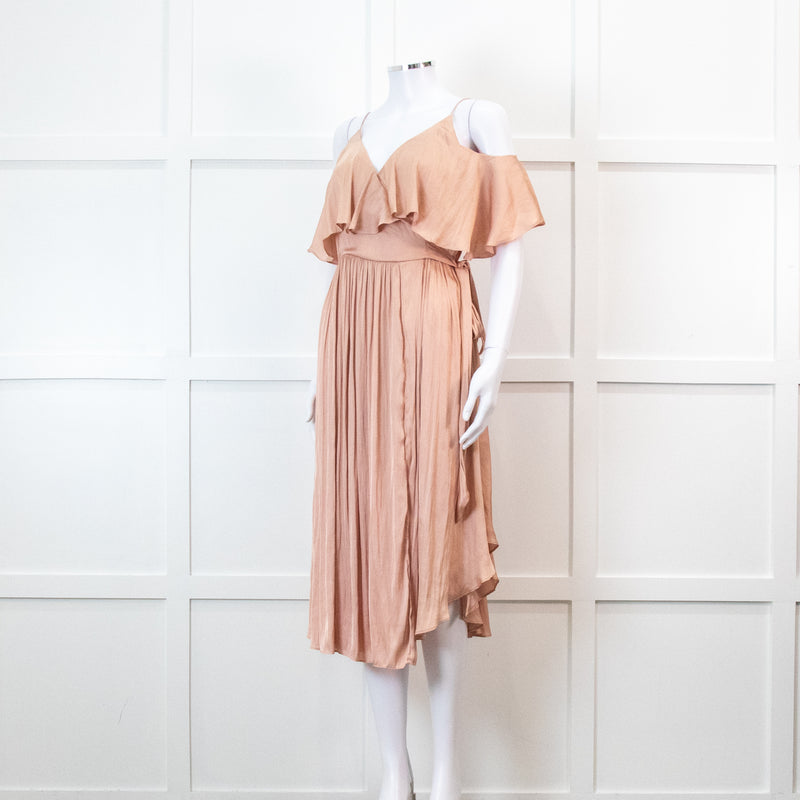 Country Road Peach Frilled Wrap Dress