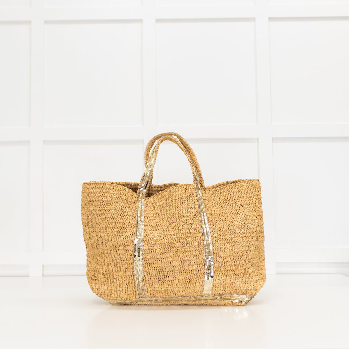 Vanessa Bruno Le Cabas Straw Tote Bag With Gold Sequins
