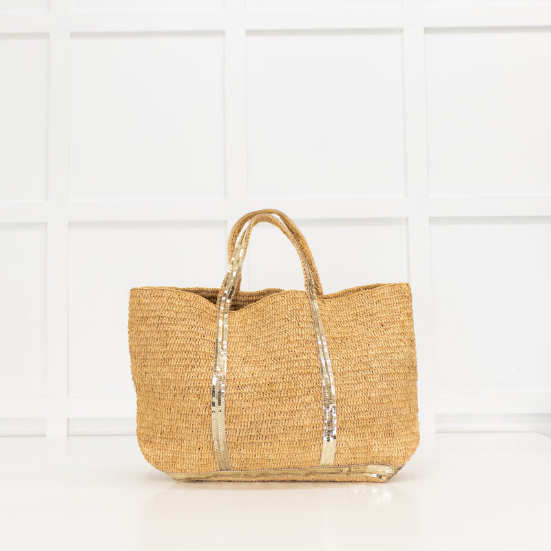 Vanessa Bruno Le Cabas Straw Tote Bag With Gold Sequins