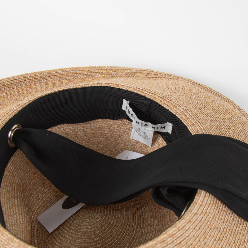 Eugenia Kim Tan Cassidy Hemp Sunhat With Black Tie