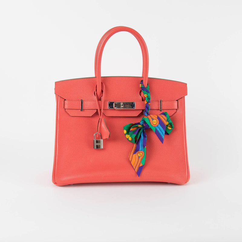 Hermes Rose Jaipur Birkin 30 Bag In Epsom Leather Palladium Hardware