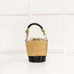 Vanessa Bruno Holly Raffia And Black Leather Mini Bucket Bag