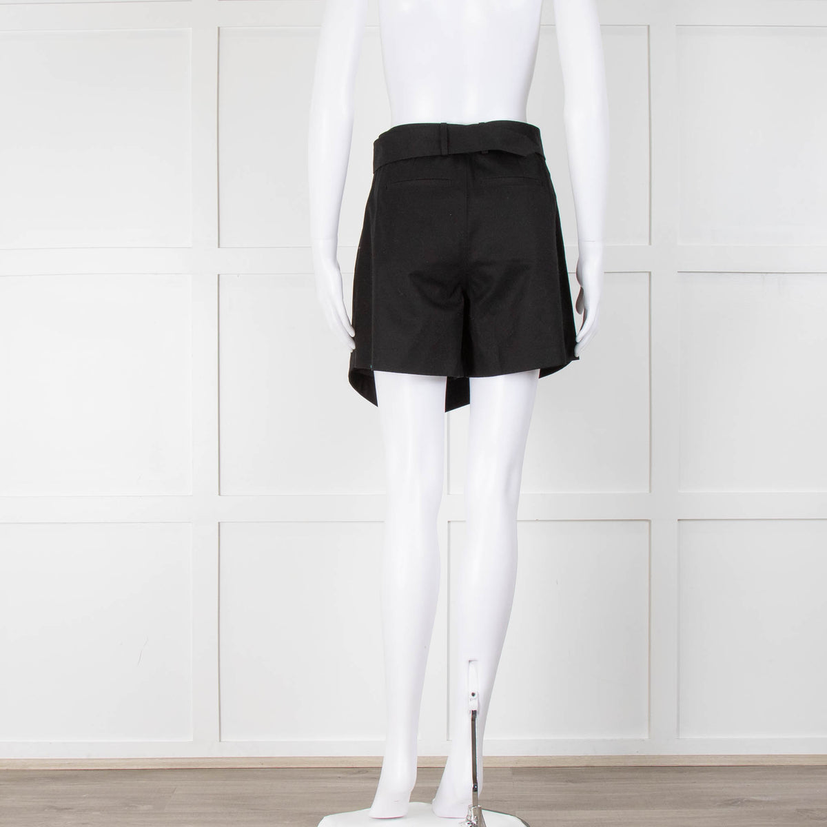 Frame Black Cotton Front Panel Belted Shorts