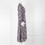 Me + Em Navy White Brown Floral Zip Front Maxi Dress