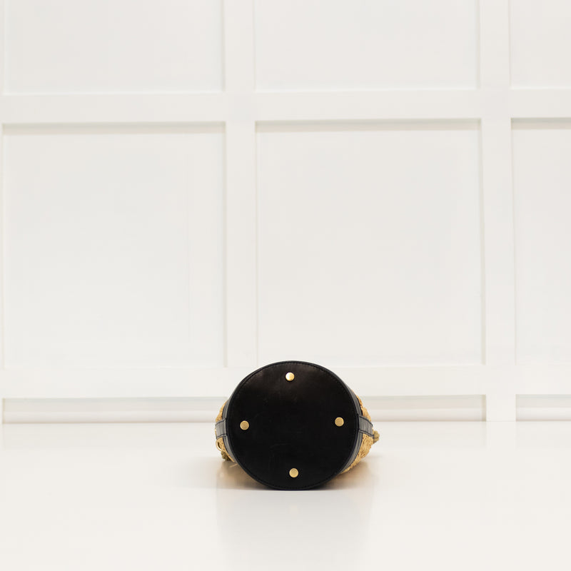 Vanessa Bruno Holly Raffia And Black Leather Mini Bucket Bag