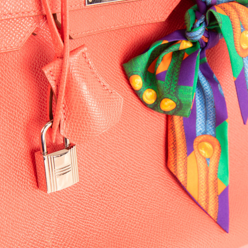 Hermes Rose Jaipur Birkin 30 Bag In Epsom Leather Palladium Hardware