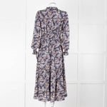 Me + Em Navy White Brown Floral Zip Front Maxi Dress