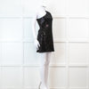 Halston Heritage Black Sequin Snakeprint One Shoulder Mini Dress