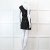 Halston Heritage Black Sequin Snakeprint One Shoulder Mini Dress