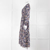 Me + Em Navy White Brown Floral Zip Front Maxi Dress
