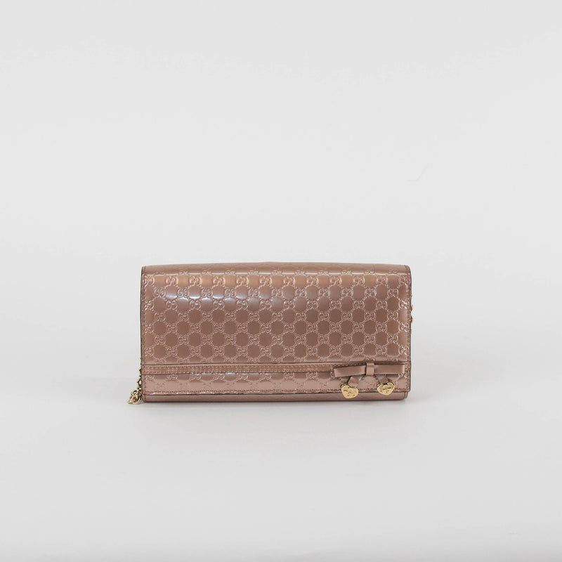Gucci Rose Gold Long Wallet With Chain
