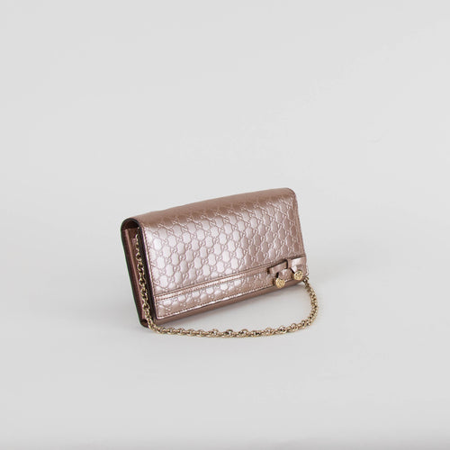 Gucci Rose Gold Long Wallet With Chain