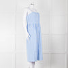 Three Graces Blue White Check Strappy Midi Sun Dress