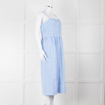 Three Graces Blue White Check Strappy Midi Sun Dress