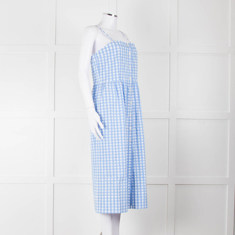 Three Graces Blue White Check Strappy Midi Sun Dress