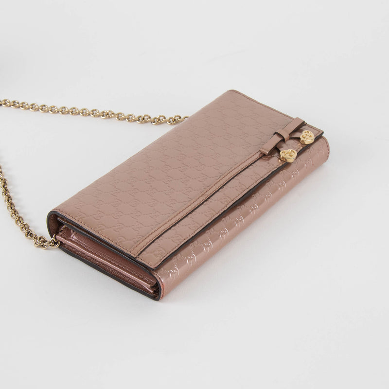 Gucci Rose Gold Long Wallet With Chain