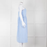 Three Graces Blue White Check Strappy Midi Sun Dress