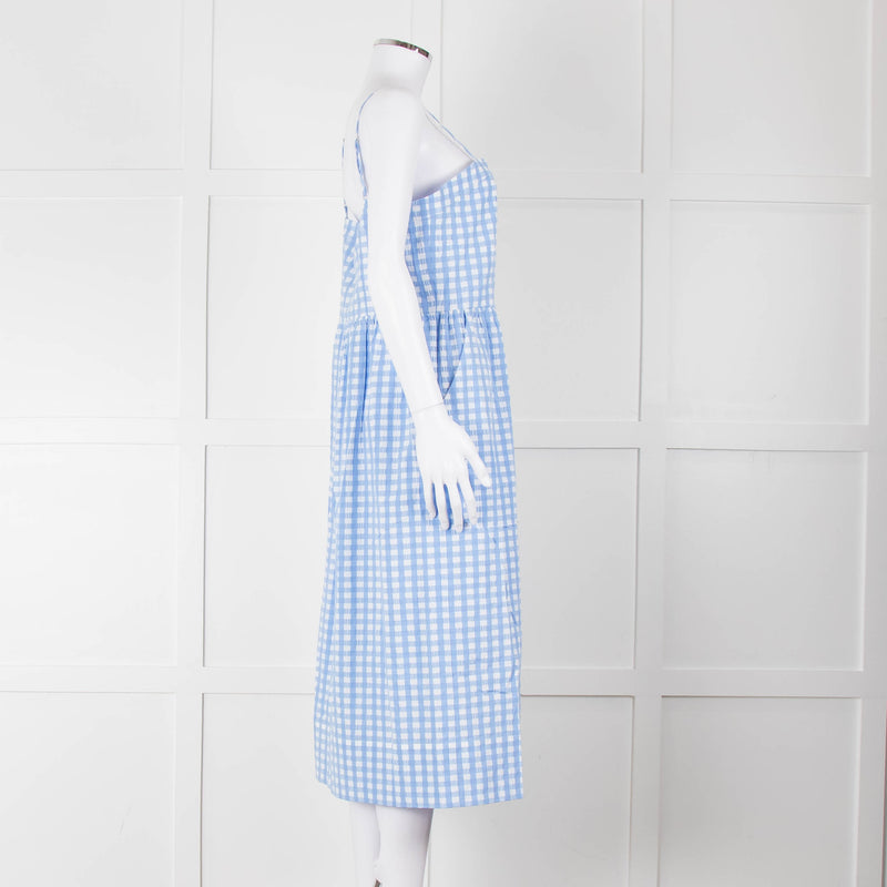 Three Graces Blue White Check Strappy Midi Sun Dress