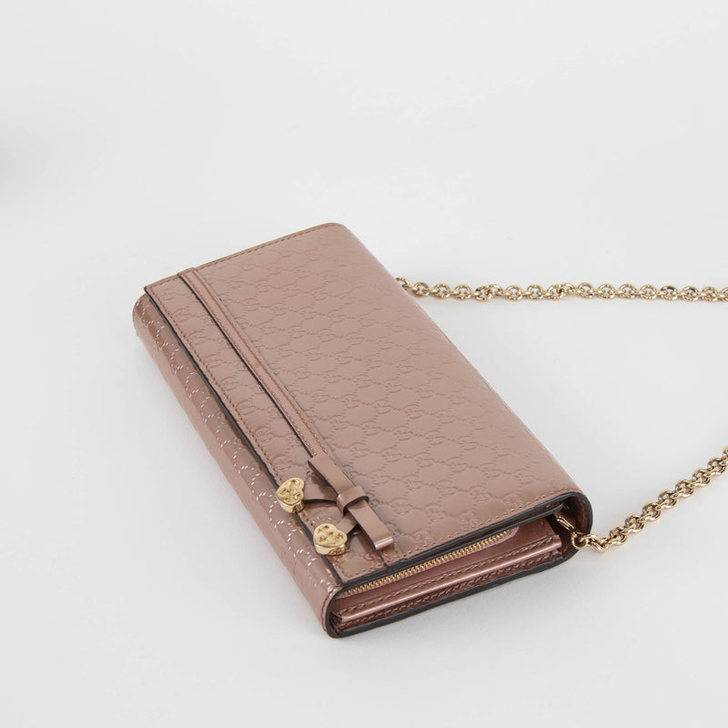 Gucci Rose Gold Long Wallet With Chain