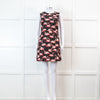 Red Valentino Black Flamingo Print Sleeveless Dress