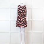 Red Valentino Black Flamingo Print Sleeveless Dress
