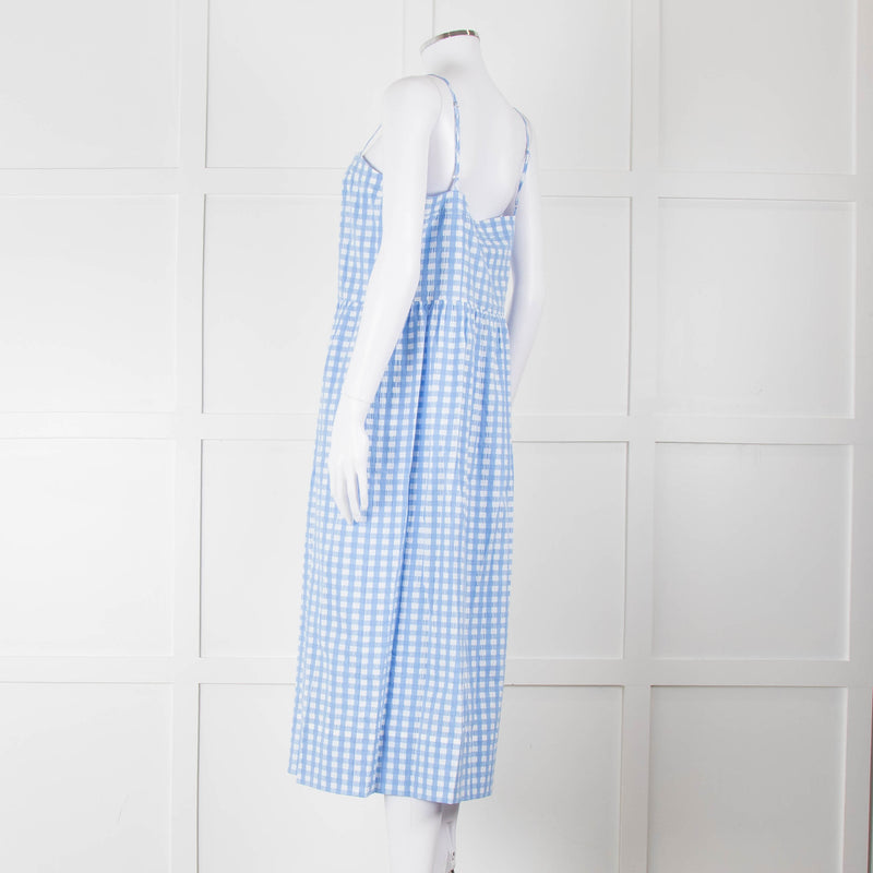 Three Graces Blue White Check Strappy Midi Sun Dress